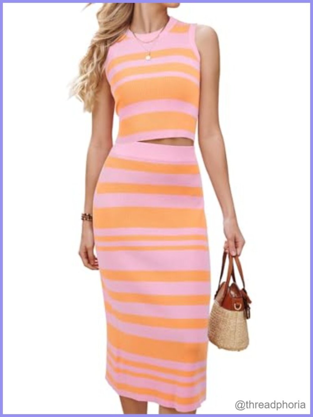 Knit Sweater Skirt Set 2 Piece Outfit Crop Top Midi Pencil Skirt
